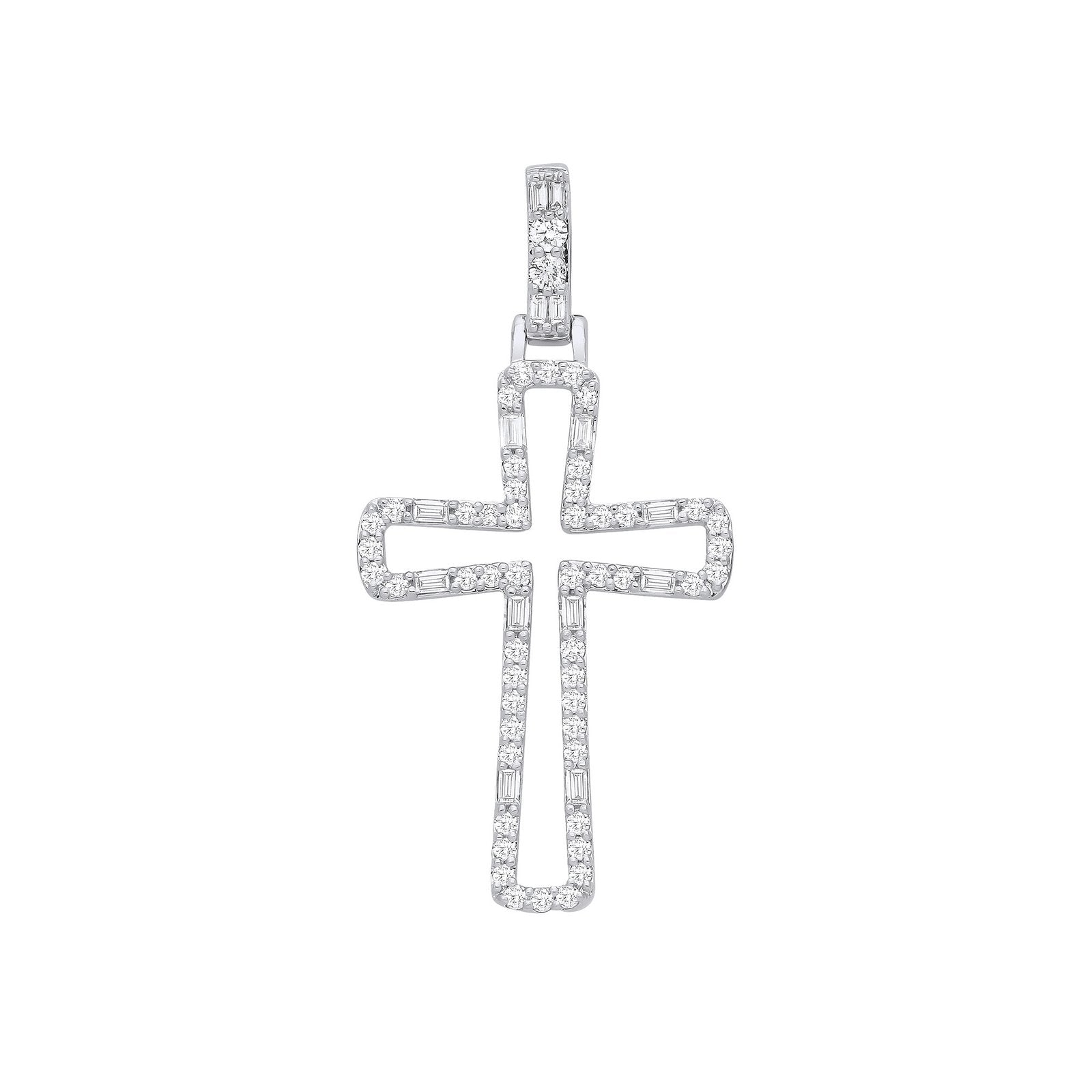 9ct White Gold 0.40ctw Cross Pendant - Fine Necklace - Certified Authentic - Swiss Made – Luxury Jewellery by Imperial